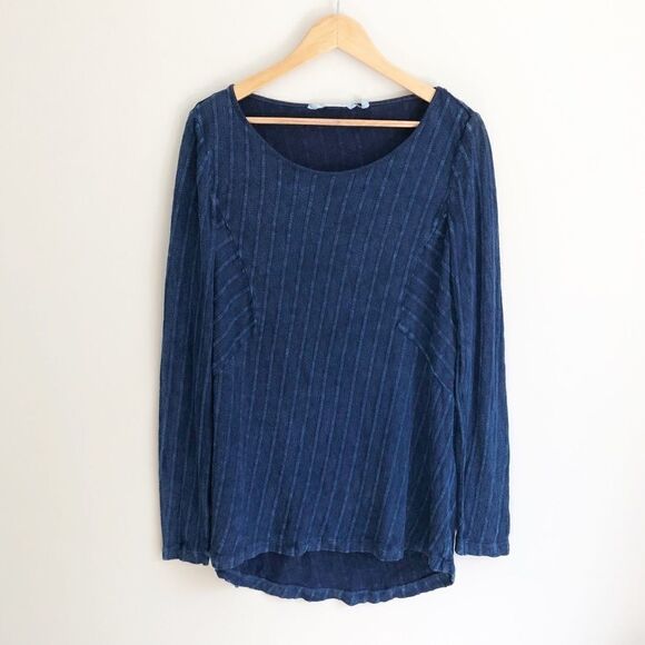 Soft Surroundings Antibes Top Blue Ribbed Textured - Picture 1 of 6